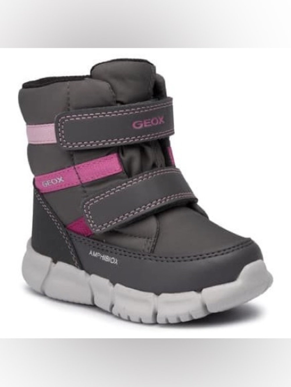 Geox Kids' Gray & Pink Waterproof Winter Boots Size 8.5
